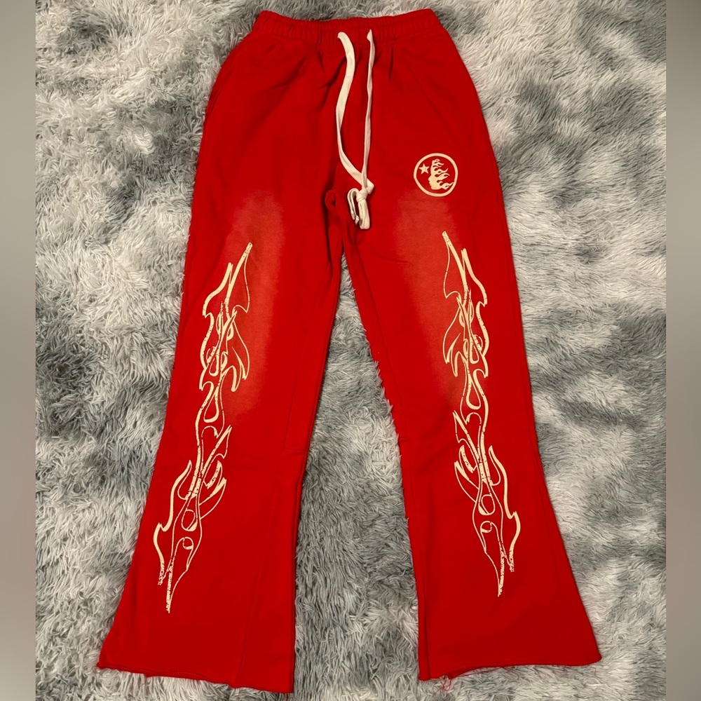Hellstar Flames Red Sweatpants Mens Size Large